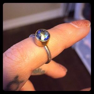 Sterling silver gold plated. Colorful gem.